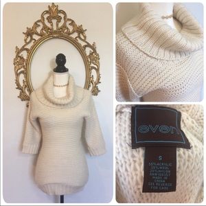🛑EVEN Beige/Cream Knit Cowl Neck Sweater Sz S